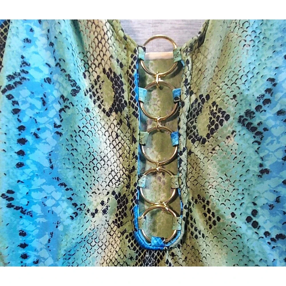 Michael Kors Women’s One Piece Swimsuit Size 10 Blue Green Snake Print